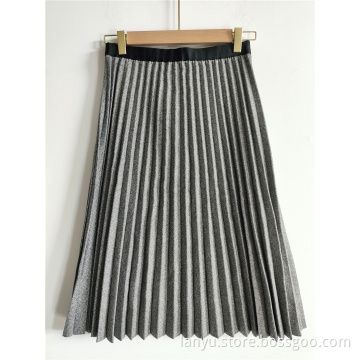 Solid Color Long Large Pleated Skirt